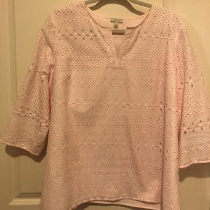Women XL P, light pink eyelet top